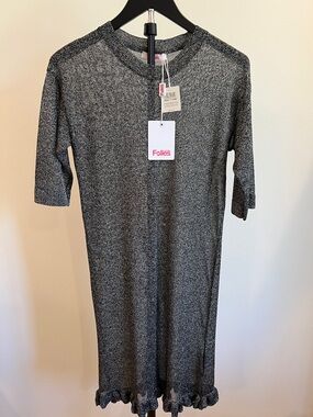 Folies Blugirl Silver Dress, with Lurex See through- Cover up - Beach